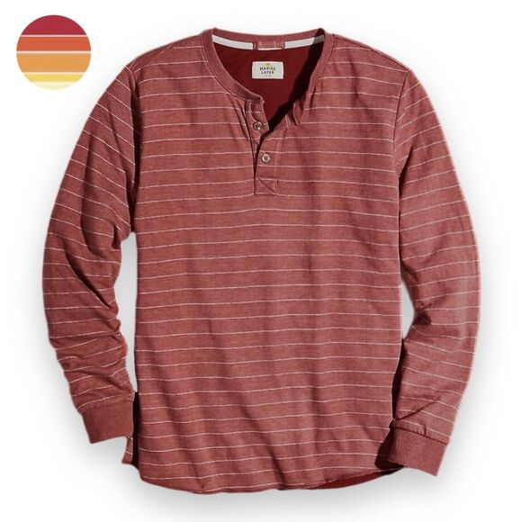 Marine Layer Other - Marine Layer Men's Large Double Knit Henley USA Made Striped Long Sleeve Shirt